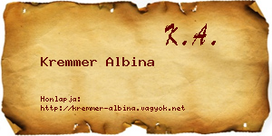 Kremmer Albina névjegykártya